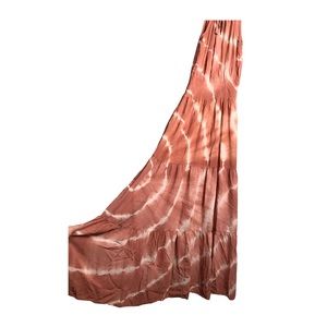 C Brand | Pink tie dye maxi dress sleeveless keyhole chest front tie detail •